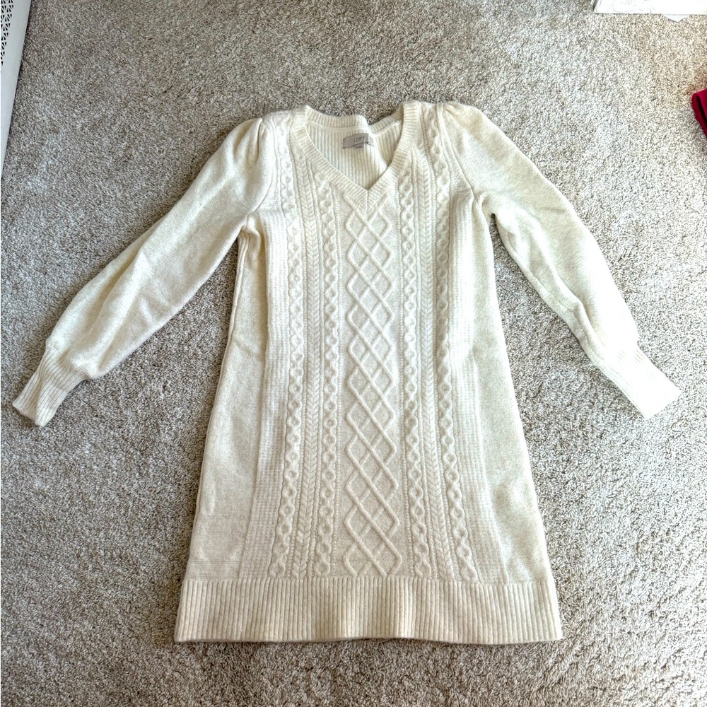 LOFT cream sweater dress